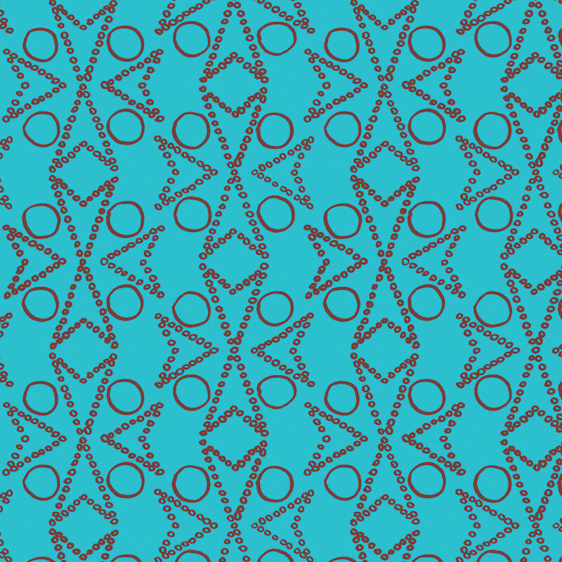geometric pattern made up of hand-drawn brown circles with blue background