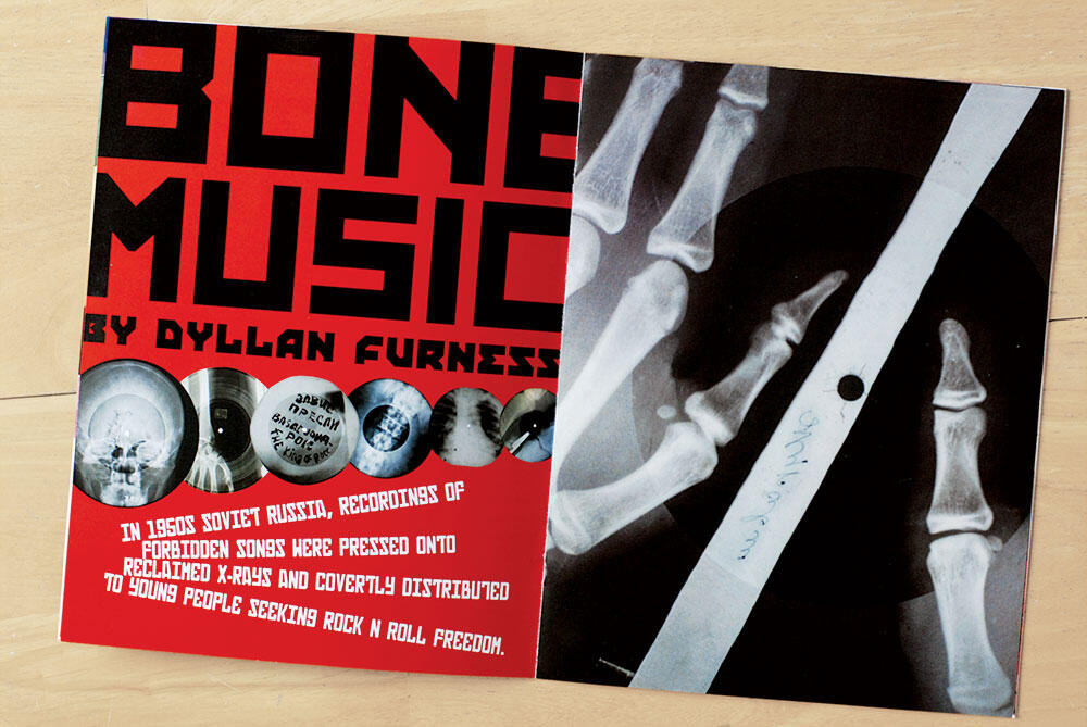 magazine spread: Bone Music, with x-rays in circles