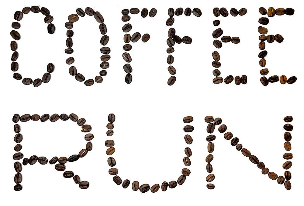 COFFEE RUN logo in coffee beans