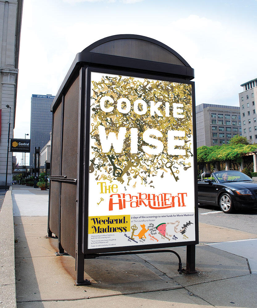 The Apartment poster mocked up in a bus stop