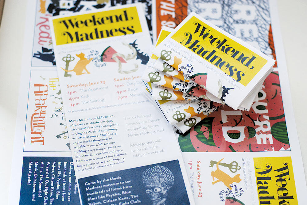 Weekend Madness flyer open and folded stack