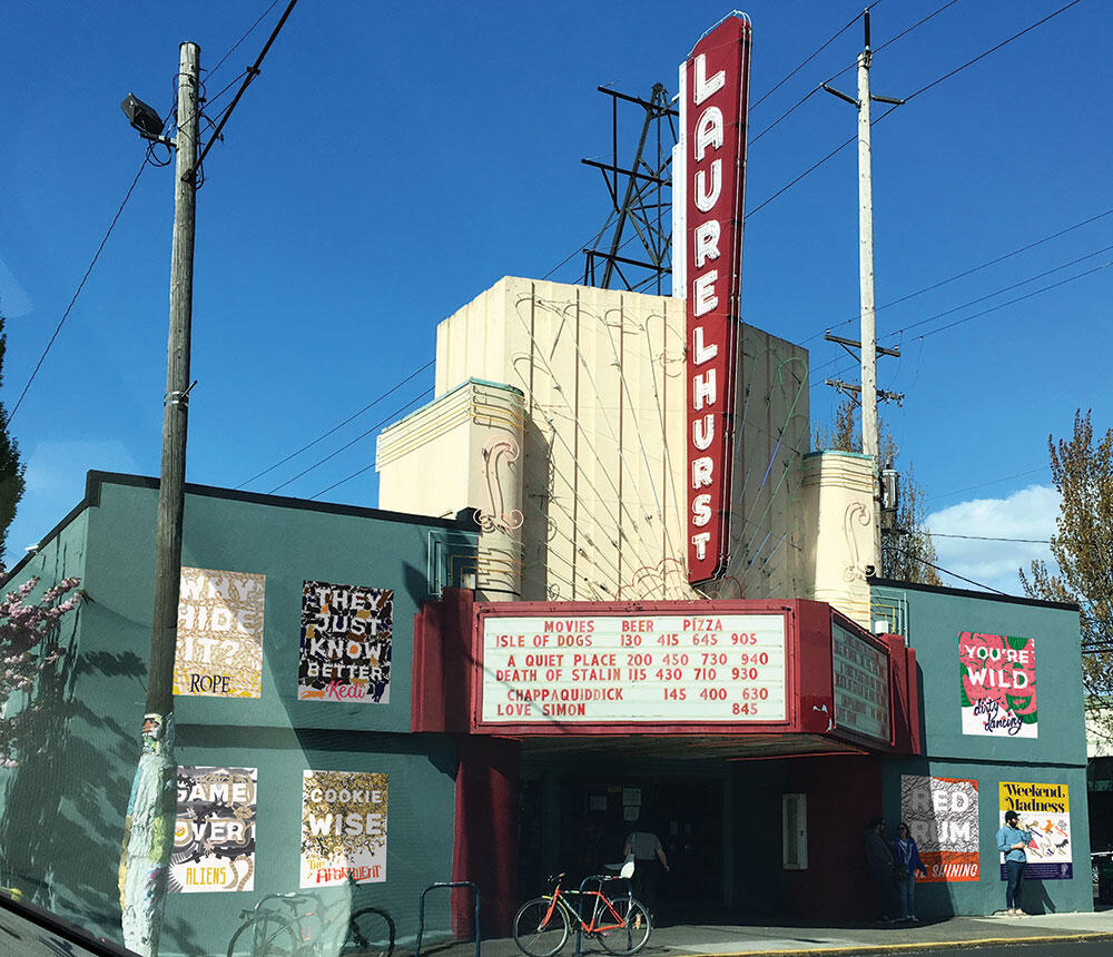 All seven posters mocked up onto the outside of the Laurelhurst Theater